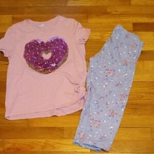 girl xl flower print capri leggings and sequin tee